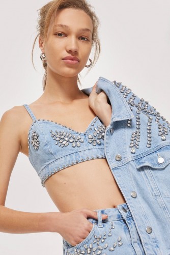 Topshop Crystal Denim Bralet | embellished bralets