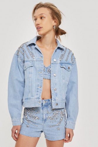 Topshop Crystal Mom Shorts / embellished denim