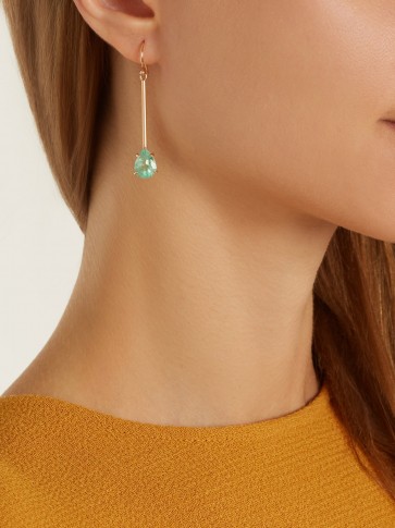 IRENE NEUWIRTH Diamond, pear-cut emerald & rose-gold single drop earring