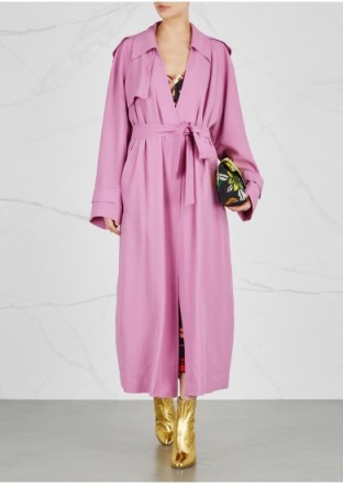 DRIES VAN NOTEN Ronchi pink trench coat ~ long fluid coats