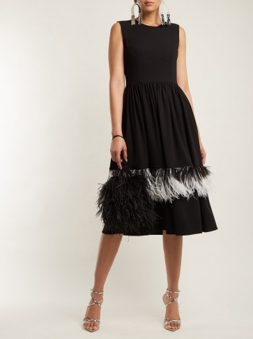 CHRISTOPHER KANE Sleeveless Feather-embellished wool-blend dress ~ chic lbd