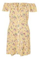 TOPSHOP Floral Bardot Mini Dress / yellow flower print dresses