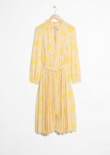 and other stories Floral Pleated Midi Dress in yellow flower print