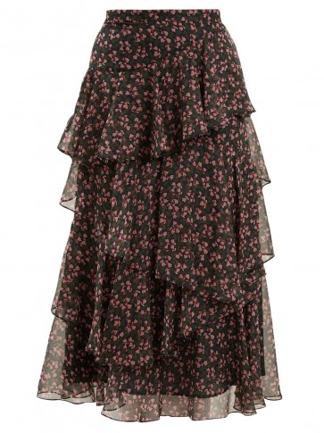 ALEXACHUNG Tiered Floral-print chiffon skirt ~ asymmetric tiers