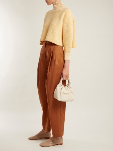 VIKA GAZINSKAYA High-rise tapered-leg cotton trousers ~ lightweight terracotta-brown pants