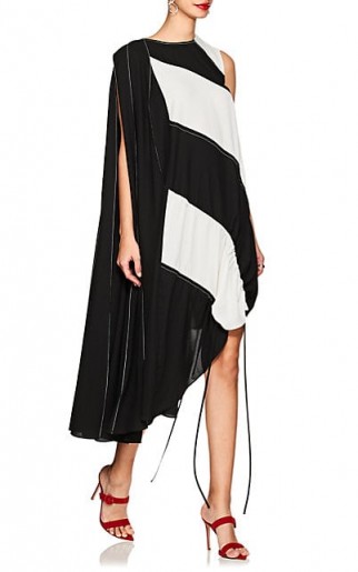 J KOO Block-Striped Crepe Maxi Dress ~ effortless style