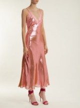 MARIA LUCIA HOHAN Jade metallic-pink V-neck dress