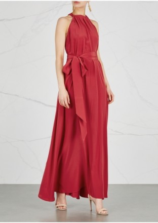 KALITA Camille raspberry silk maxi dress ~ feminine occasion wear