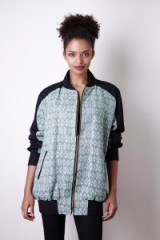 Liquorish Mint Geometric Bomber Jacket ~ green lurex geo print jackets