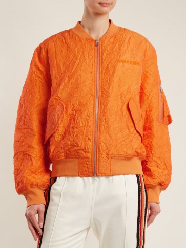 MAHARISHI Orange Logo-embroidered crinkled bomber jacket