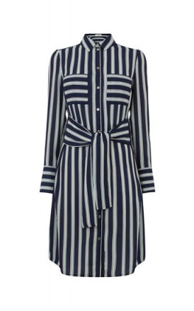 OASIS LONG STRIPE SHIRT DRESS / chic tie waist dresses