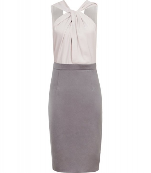 REISS MAISIE WRAP NECK DRESS ASH PINK ~ draped front dresses