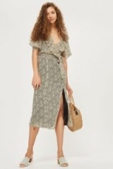 Topshop Mono Floral Angel Sleeve Dress | frill trim dresses