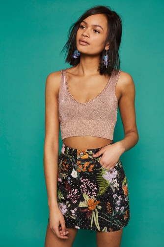 MOTO Floral Crystal Denim Skirt | embellished skirts