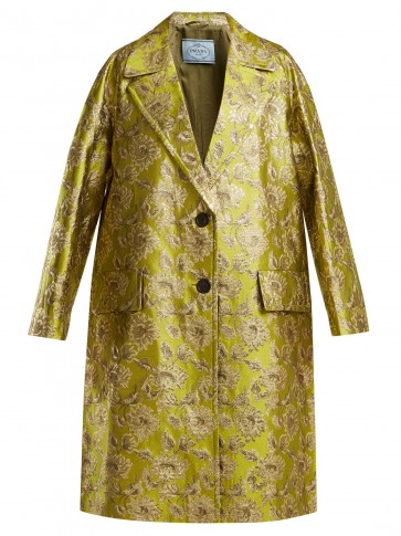 PRADA Notch-lapel floral-brocade coat ~ metallic gold-thread coats