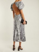 CAROLINA HERRERA Open-back sequined tulle gown ~ silver sequin puff sleeved dresses