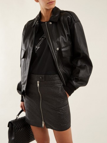 GIVENCHY Patch-pocket black leather jacket ~ blouson jackets