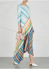 PETER PILOTTO Striped stretch-jersey midi dress ~ chic asymmetric hem dresses