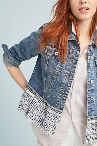 Pilcro Eyelet Denim Jacket | embroidered peplum hem jackets