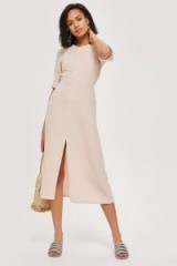 Topshop Pink Seamed Crepe Midi Dress | chic open back dresses | spring fashion