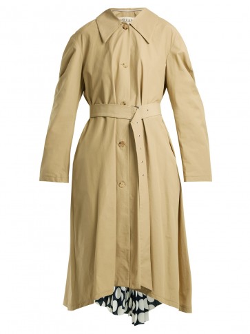 A.W.A.K.E. Polka-dot panel cotton-blend trench coat ~ beige belted coats