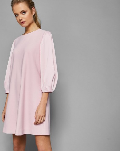 TED BAKER NILAI Puff sleeved tunic dress ~ dusky pink shift dresses