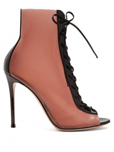 GIANVITO ROSSI Ree 100 lace-up ankle boots ~ rose-pink stiletto booties