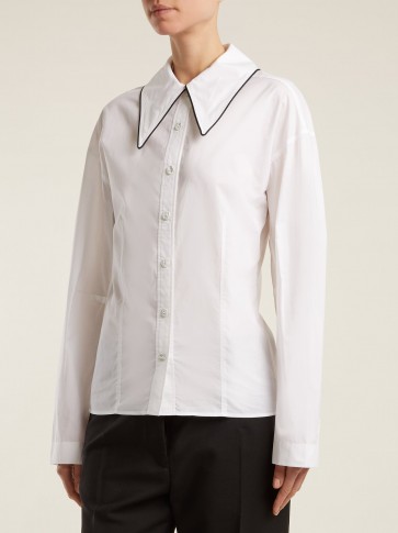 JOSEPH Ruben contrast-collar cotton shirt ~ white oversized point-collar shirts