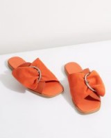 JIGSAW SETE BUCKLED SLIDERS / chic orange slides / spring flats