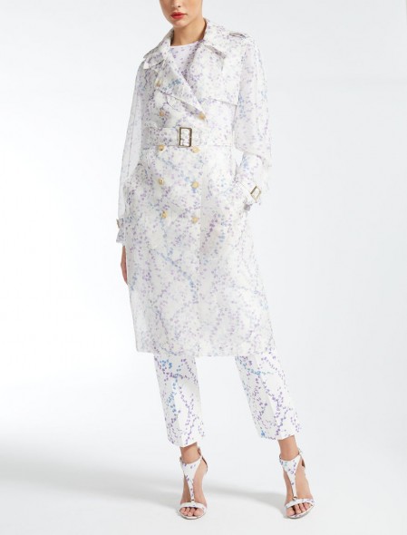 MaxMara Lilac Floral Silk organza trench coat