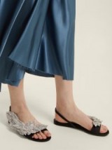 BALENCIAGA Slash slingback flats ~ silver sequin applique flat slingbacks