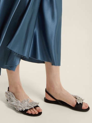 BALENCIAGA Slash slingback flats ~ silver sequin applique flat slingbacks