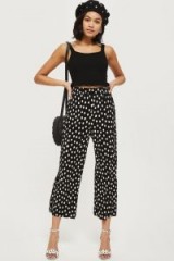 Topshop Spot Plisse Trousers / monochrome crop leg pants