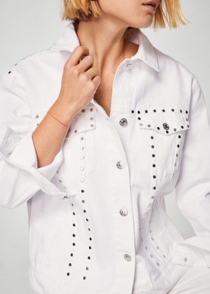 MANGO Studded denim jacket | white stud embellished jackets