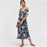 Warehouse TOILE DE JOUR MIDI DRESS | floral cold shoulder dresses