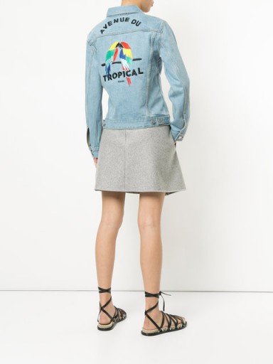 ÊTRE CÉCILE tropical embroidery denim jacket | light blue slogan jackets