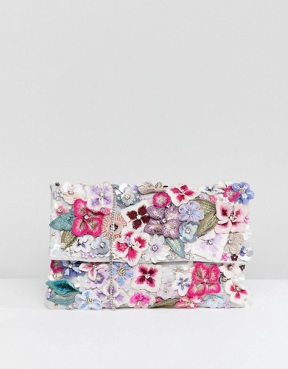 Accessorize Francesca wow embellished foldover clutch | 3D floral bags