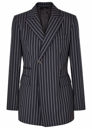 ACNE STUDIOS Jezzy pinstriped wool-blend blazer ~ asymmetric fastening jackets