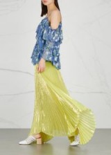 ALICE + OLIVIA Katz pleated lamé maxi skirt ~ long metallic-yellow skirts