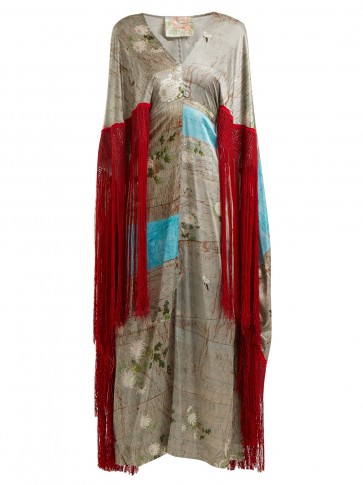 BY WALID Aya chrysanthemum-print silk kaftan ~ vintage style glamour