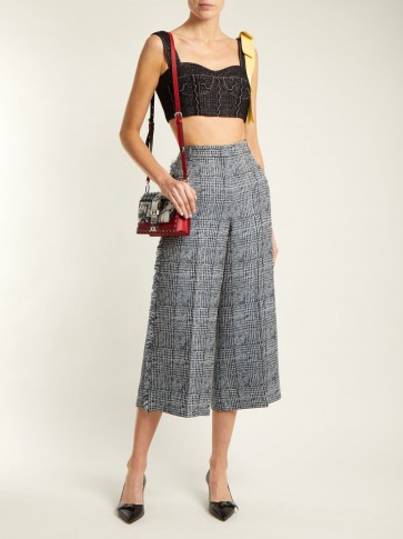 ERDEM Beth checked frayed-edged cropped trousers ~ Prince of Wales check print pants