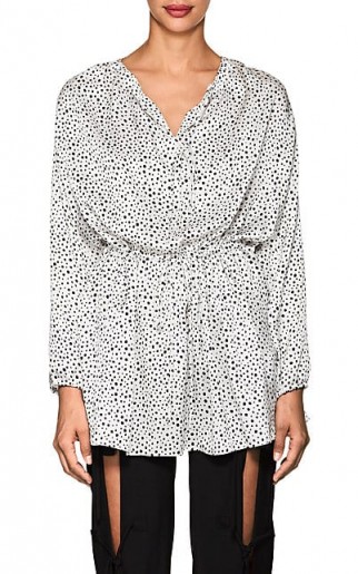 BLINDNESS Dalmatian-Print Silk Blouse ~ silky oversized blouses