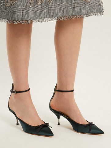 ROCHAS Bow-embellished satin pumps ~ kitten heels