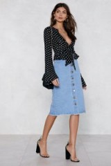 NASTY GAL Button to It Denim Skirt | blue raw hem skirts