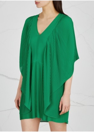 BY MALENE BIRGER Philanfi plissé chiffon dress ~ green pleated draped sleeve dresses