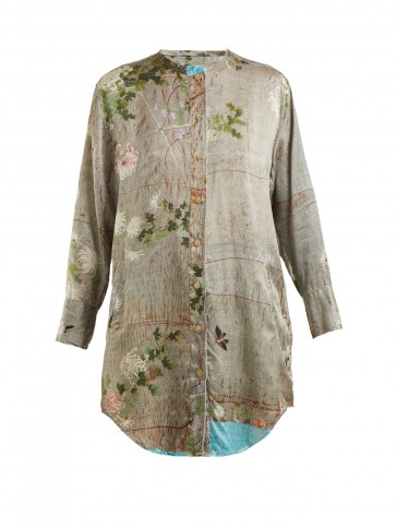 BY WALID Celia Chrysanthemum-print silk top ~ oriental style prints