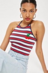 Topshop Cherry Striped Halter Neck Top | retro summer tops