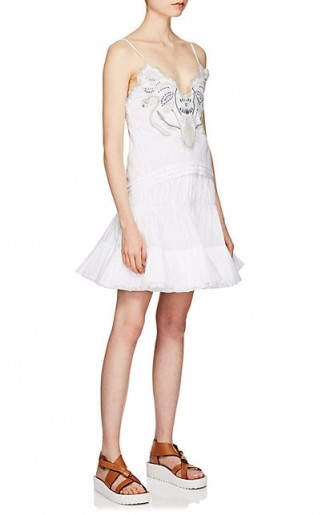 CHLOÉ Embroidered Cotton Poplin Minidress ~ strappy flared hem mini dresses