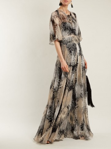 NO. 21 Chrysanthemum-print silk-chiffon maxi dress ~ floaty floral gowns