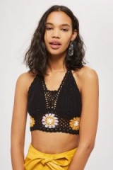 TOPSHOP Crochet Floral Bralet / 70s retro fashion